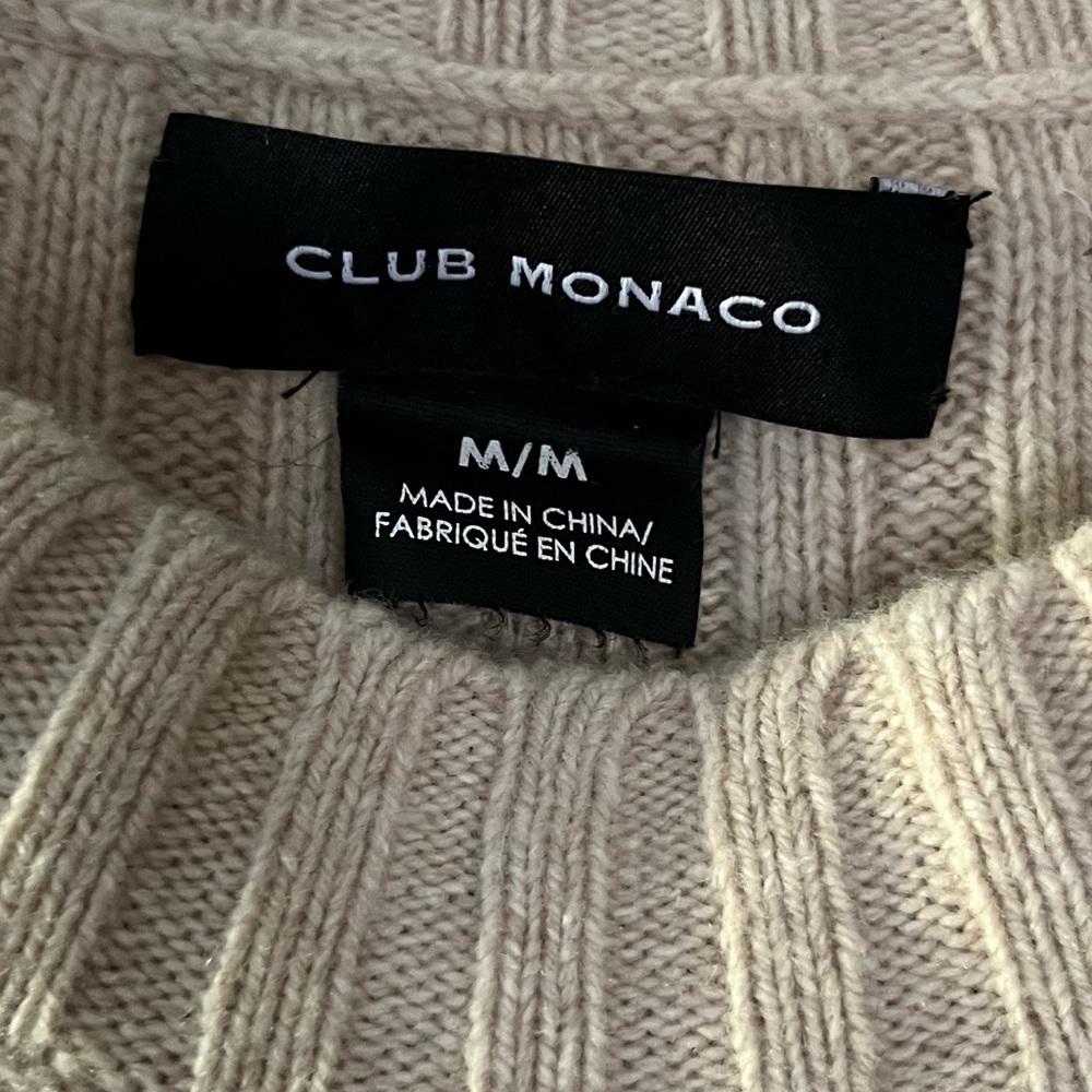 Club Monaco Part-Wool Beige Long Sleeve Knit Dress - Picture 6 of 9